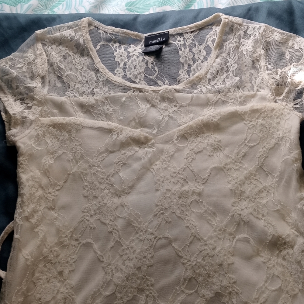 Rue 21 Small off white lace blouse